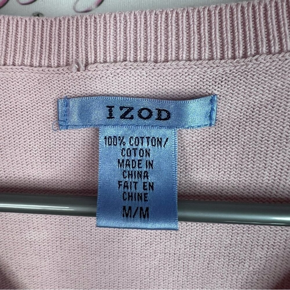 Izod sweater argyle diamond print Pink and Gray Argyle V-Neck Sweater - Picture 7 of 9